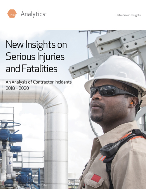 Cover page of a report titled "New Insights on Serious Injuries and Fatalities," featuring industrial equipment and a worker in safety gear.