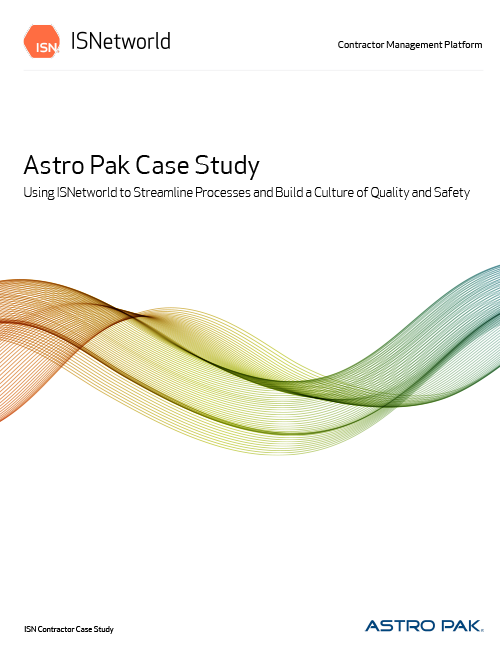 Cover of the Astro Pak case study, highlighting ISNnetwork's role in enhancing quality and safety in contractor management.